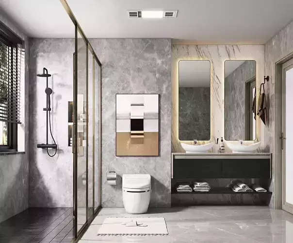 Modern Bathroom Interior Scene 3D model