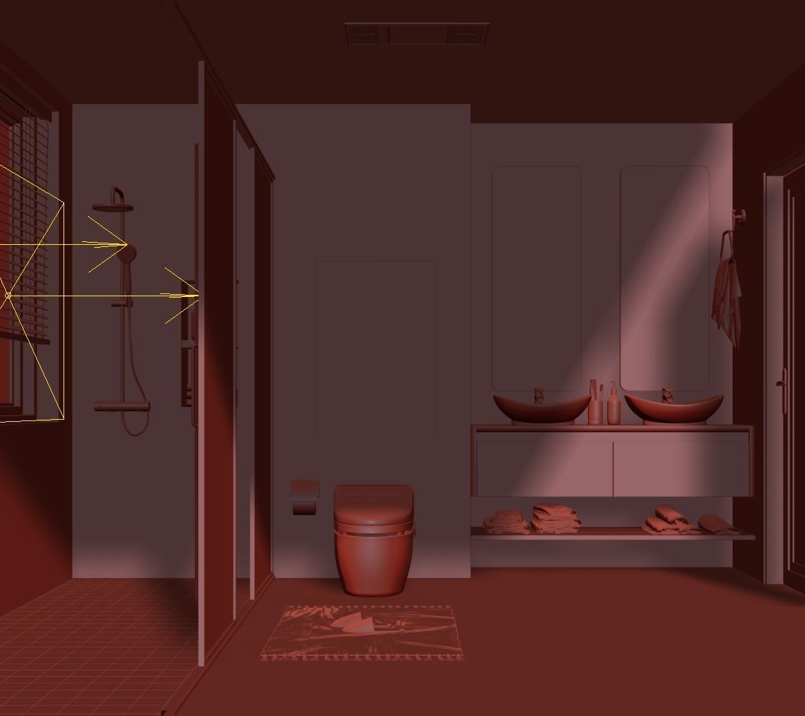 Modern Bathroom Interior Scene 3D model_2