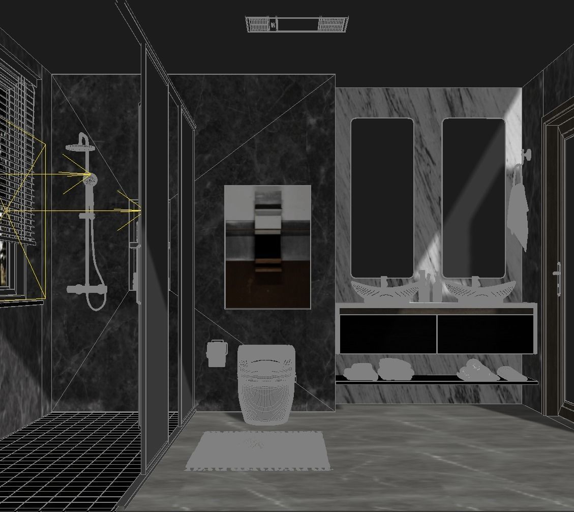 Modern Bathroom Interior Scene 3D model_3