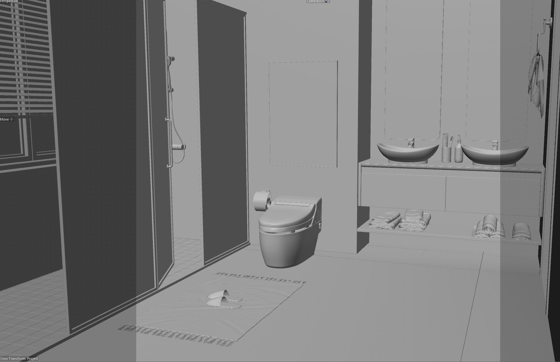Modern Bathroom Interior Scene 3D model_8