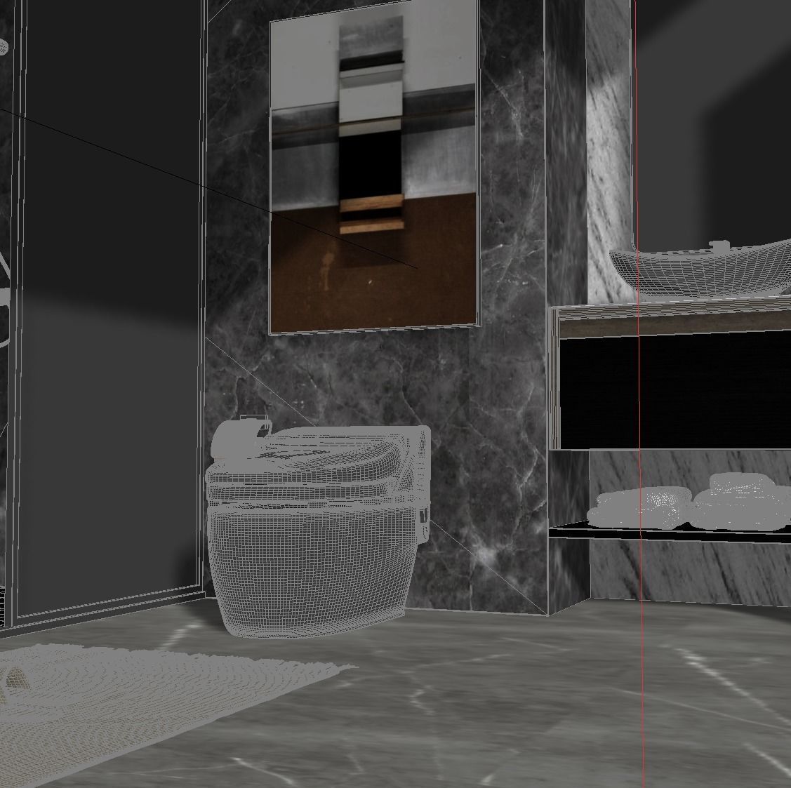 Modern Bathroom Interior Scene 3D model_4