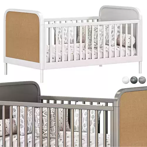 Maren White and Cane Baby Crib By Crateandbarrel