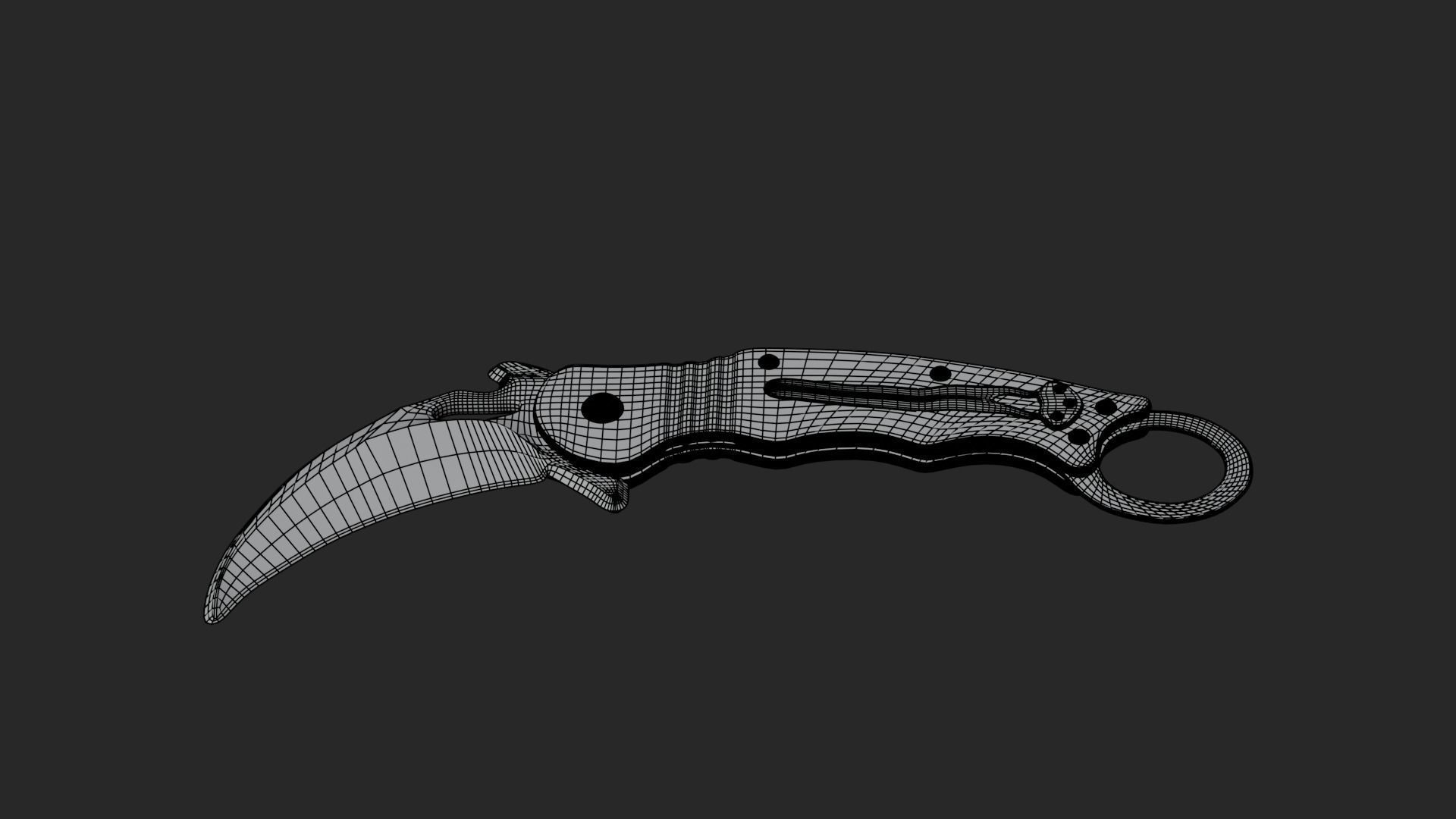 Low Poly Game-Ready Realistic Karambit Low-poly 3D model_26