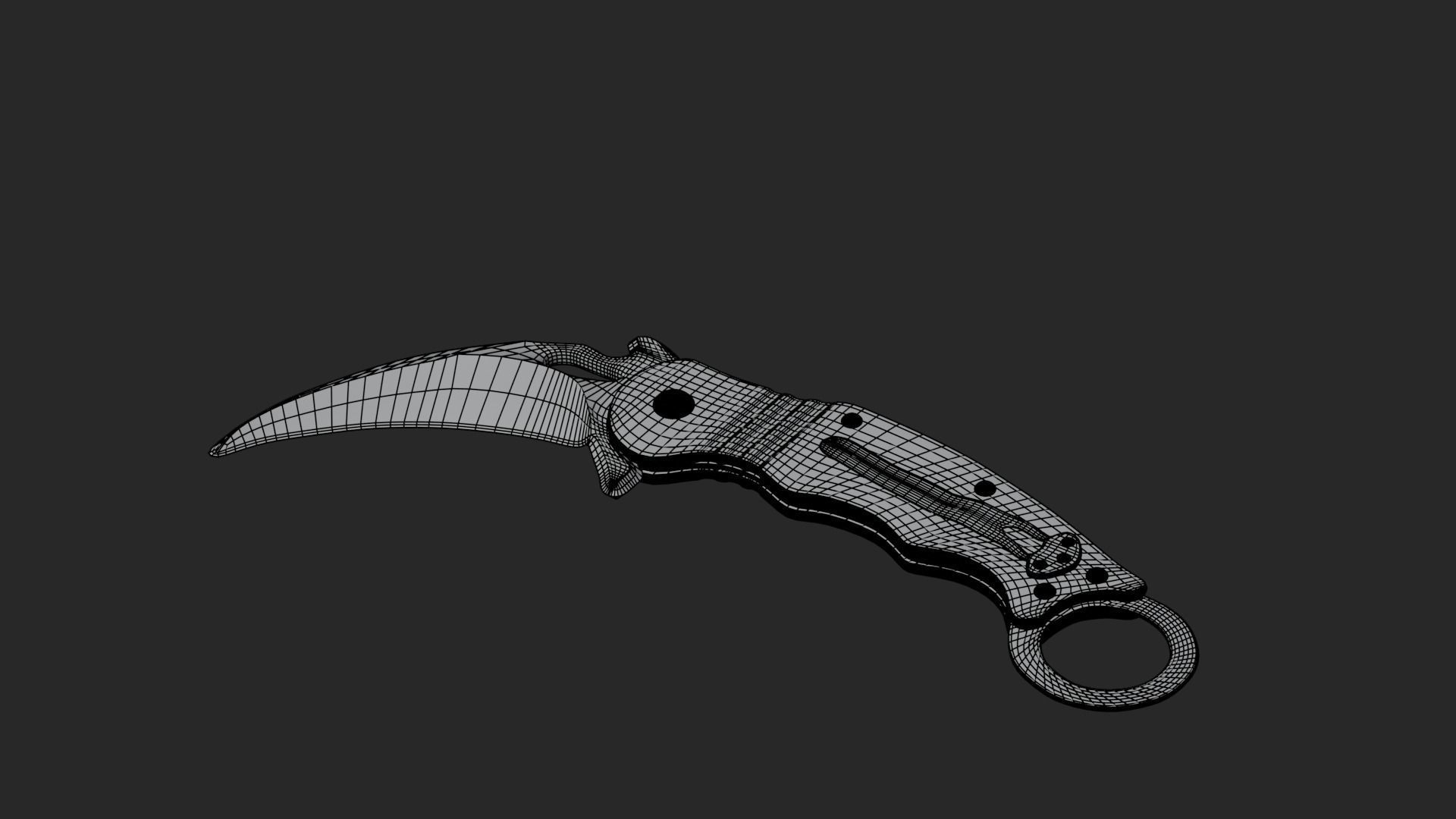 Low Poly Game-Ready Realistic Karambit Low-poly 3D model_9