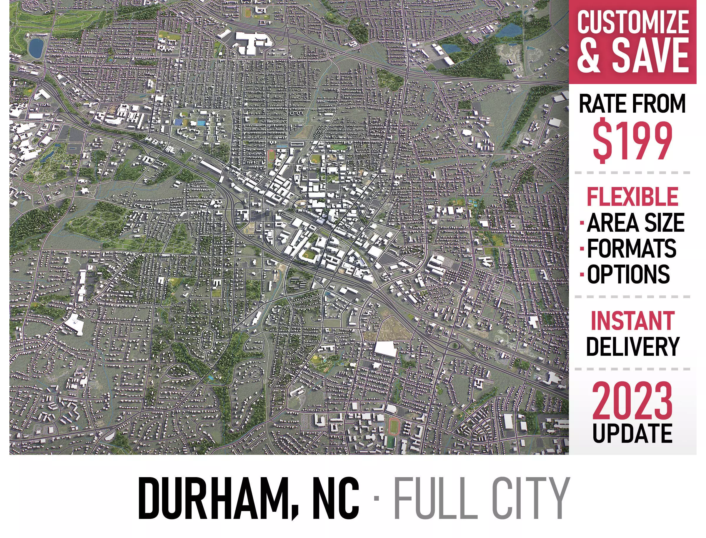 Durham - 3D City Model Low-poly 3D model_0