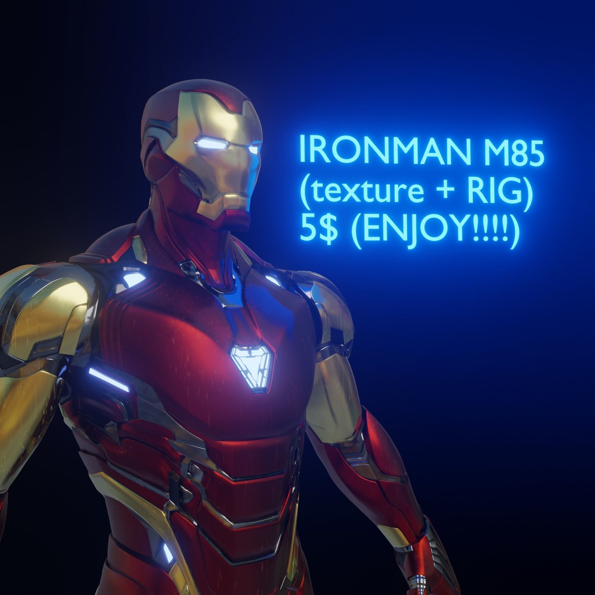 IRONMAN MARK 85 RIG and TEXTURES Low-poly 3D model_1