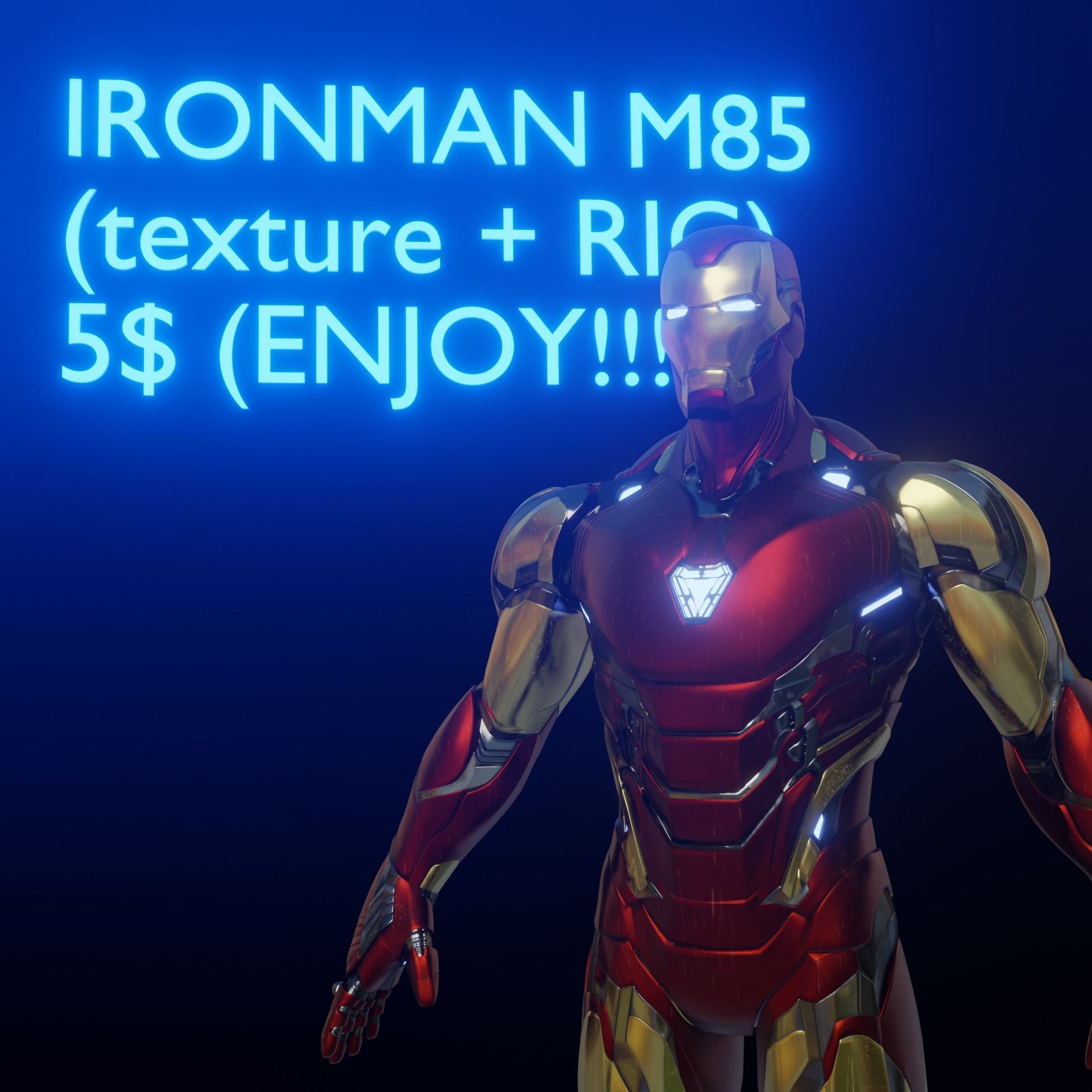 IRONMAN MARK 85 RIG and TEXTURES Low-poly 3D model_3