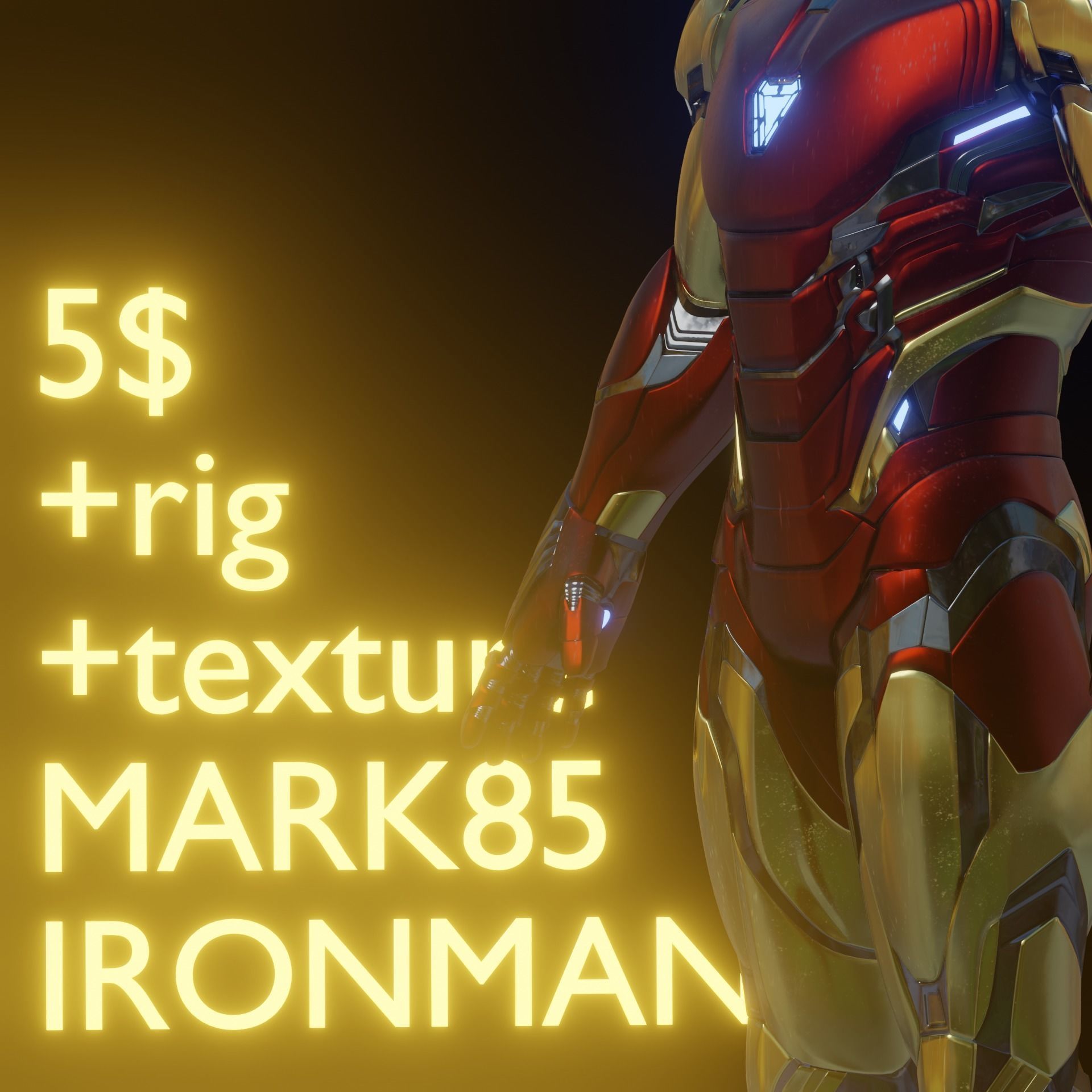 IRONMAN MARK 85 RIG and TEXTURES Low-poly 3D model_5