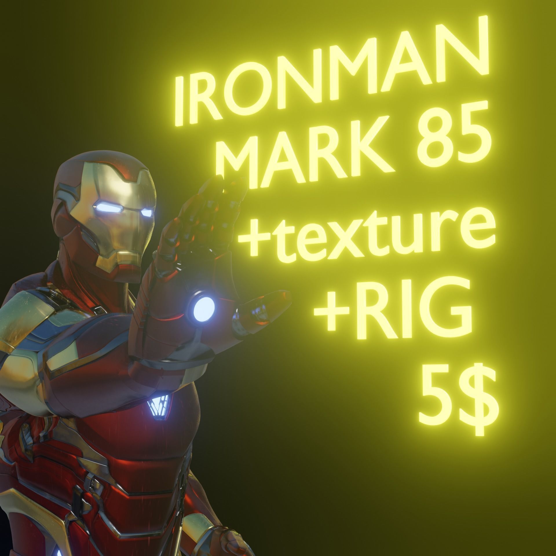 IRONMAN MARK 85 RIG and TEXTURES Low-poly 3D model_2
