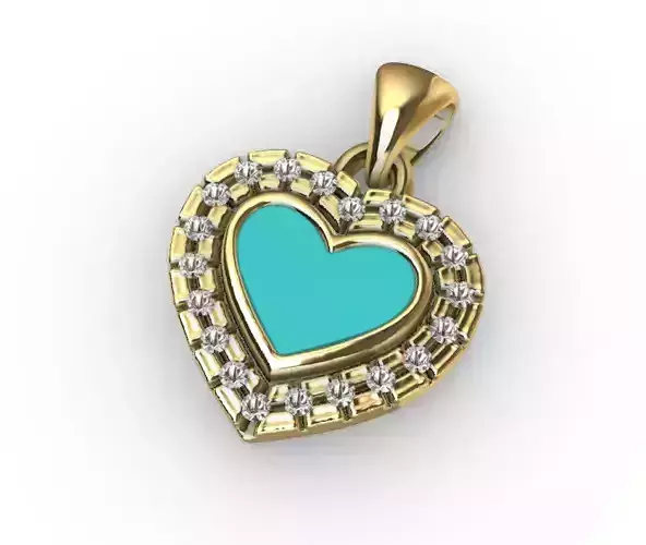 Diamond Enamel Heart Pendant