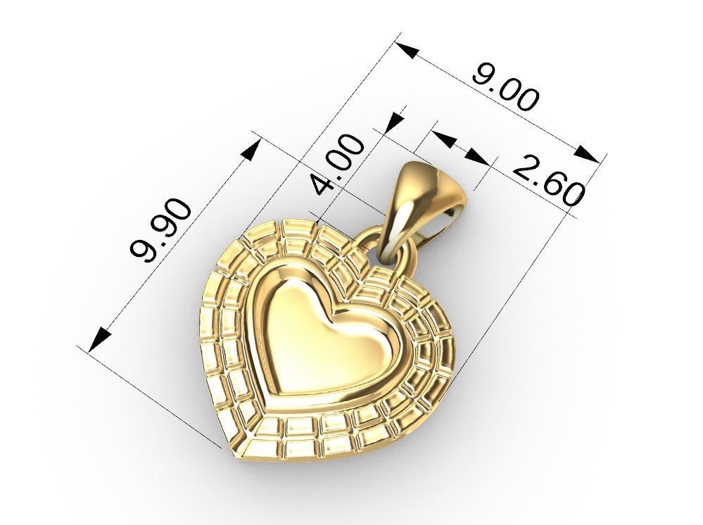 Diamond Enamel Heart Pendant 3D model_2