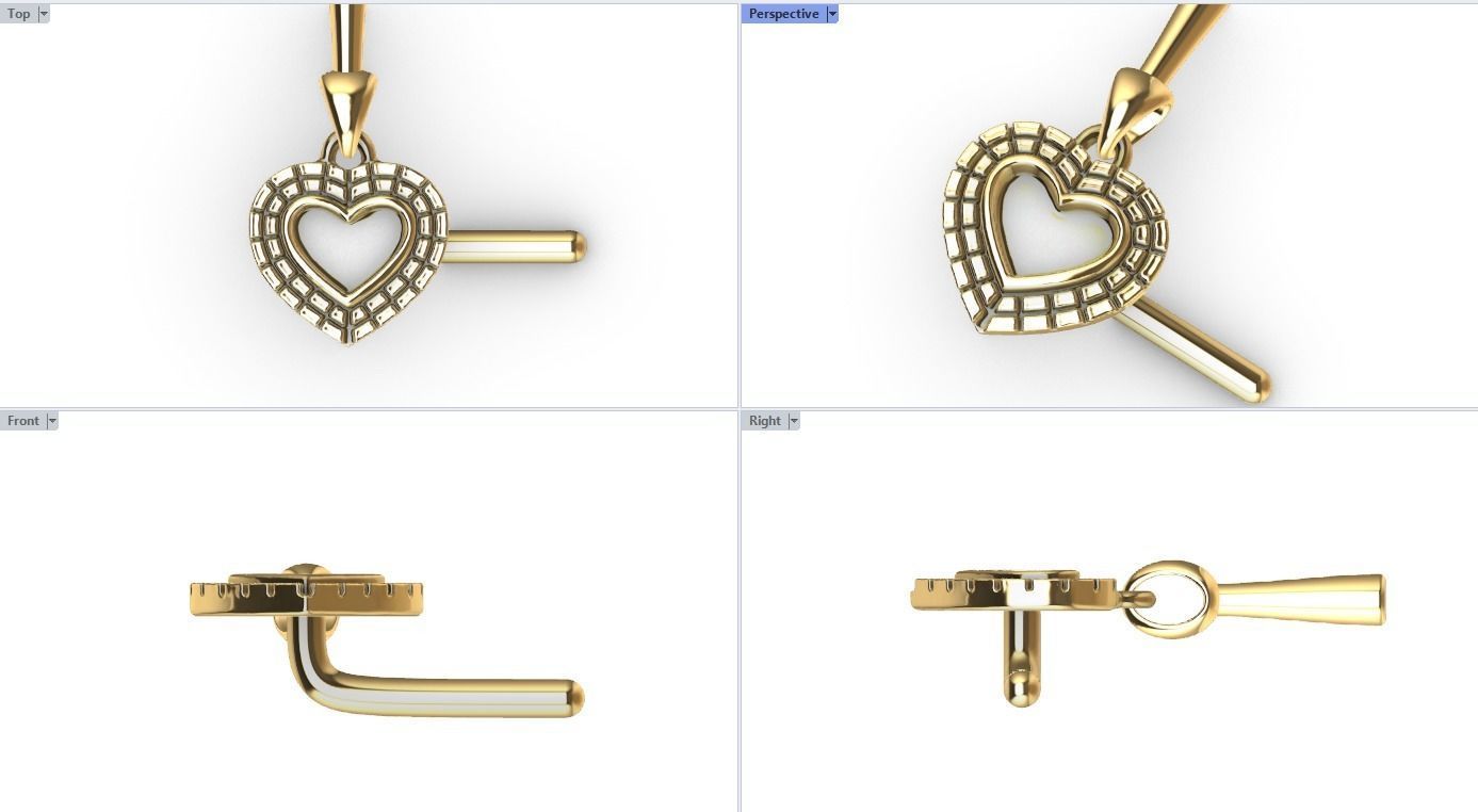 Diamond Enamel Heart Pendant 3D model_3