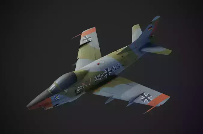 Italian aircraft  Fiat G-91 painted game model Low-poly 3D model