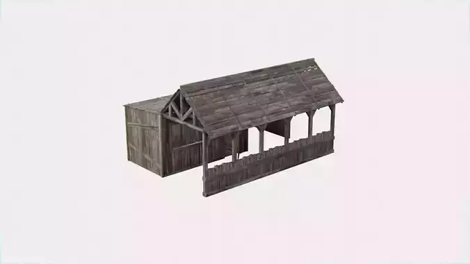 Old Wooden Medieval Building Shed 2