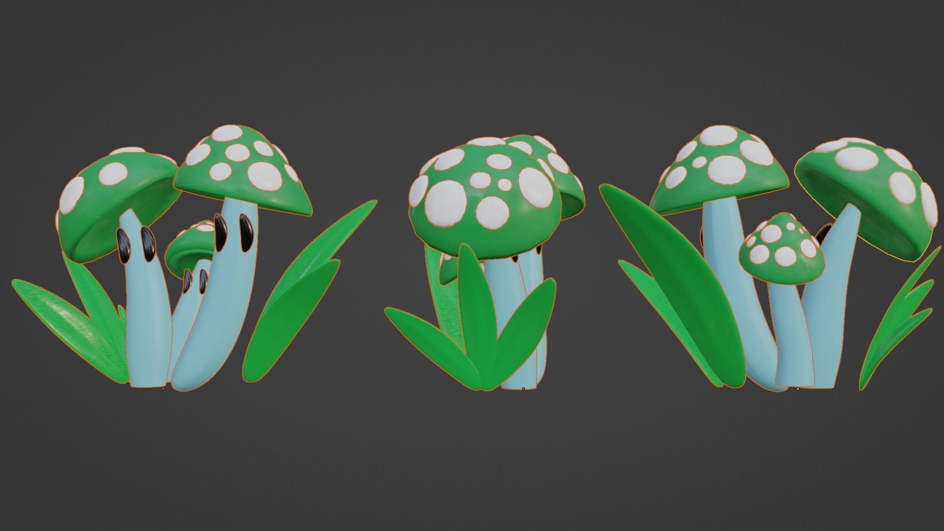 live mushroom grass 3D model_6