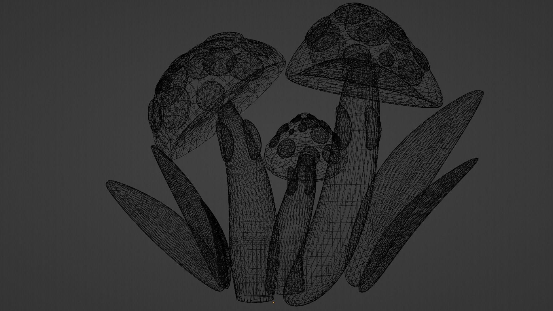 live mushroom grass 3D model_2