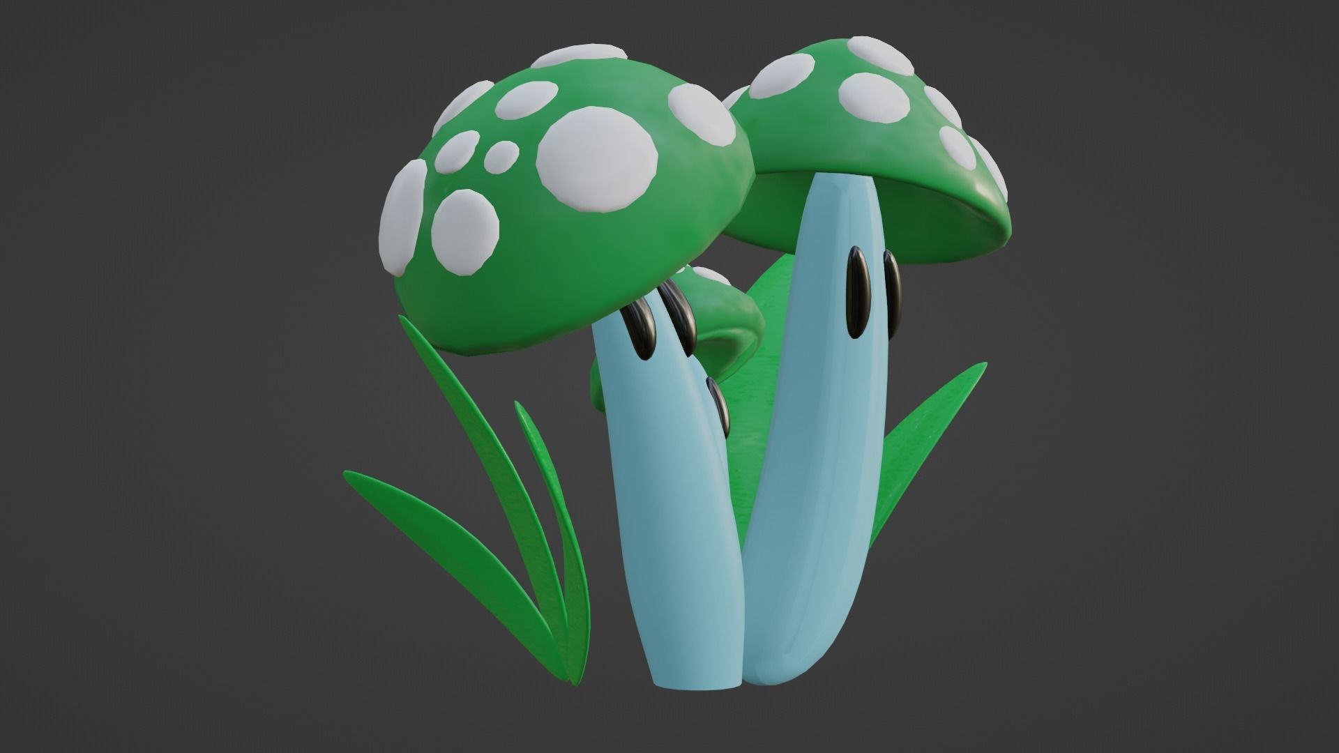 live mushroom grass 3D model_7