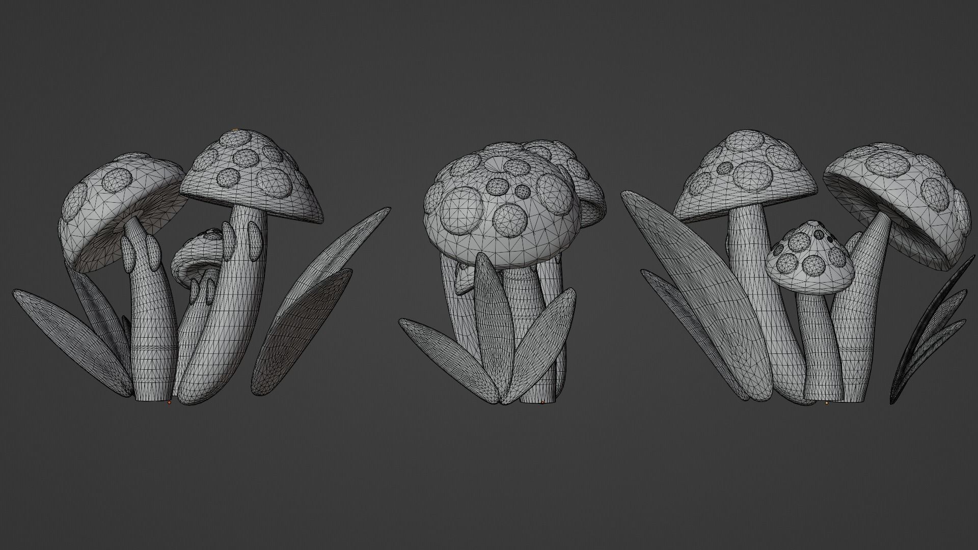 live mushroom grass 3D model_5