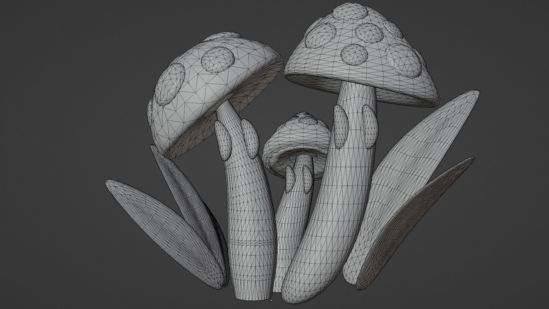 live mushroom grass 3D model_3