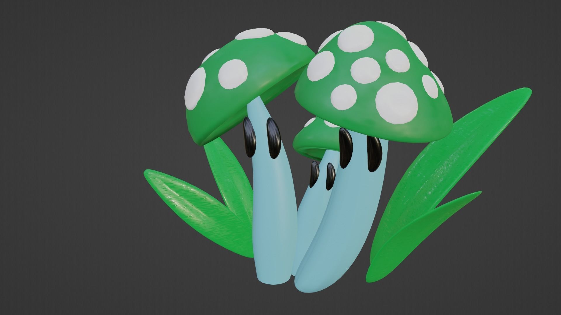 live mushroom grass 3D model_8