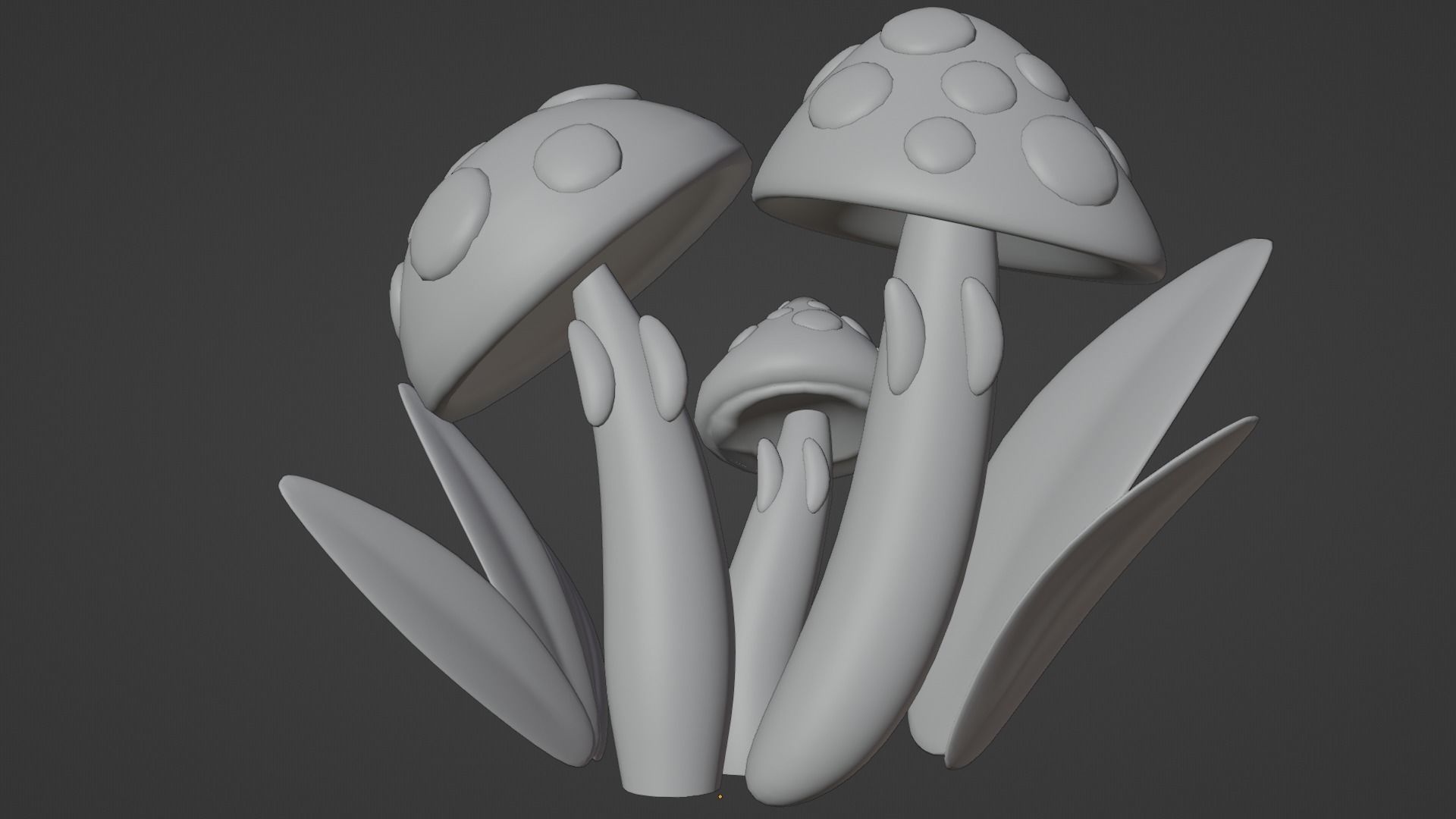 live mushroom grass 3D model_1