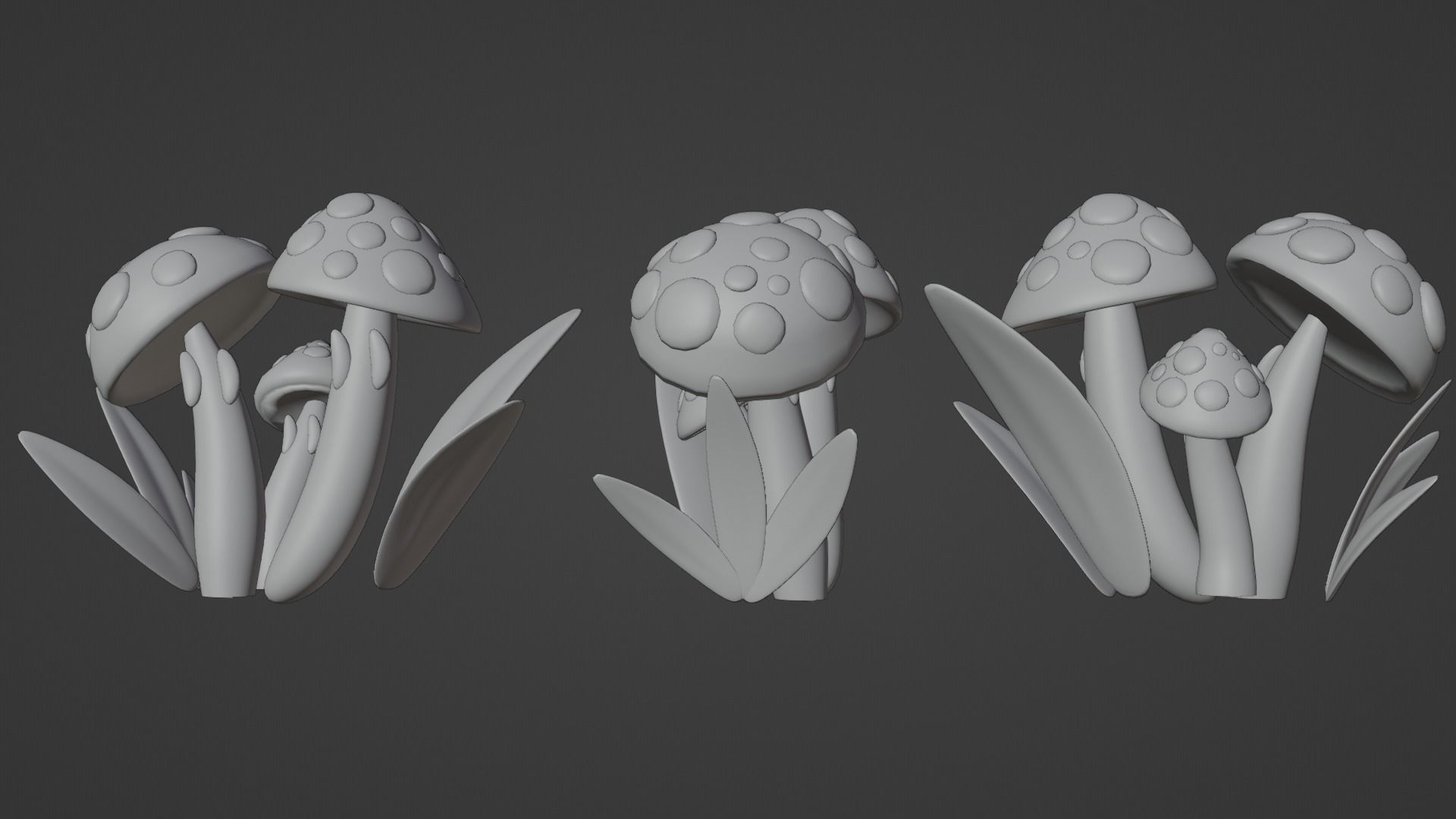 live mushroom grass 3D model_4
