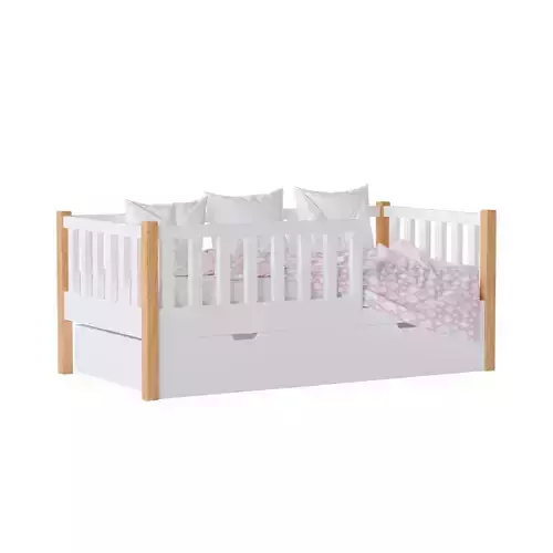 Childrens bed Naomi with board - Solid Beech