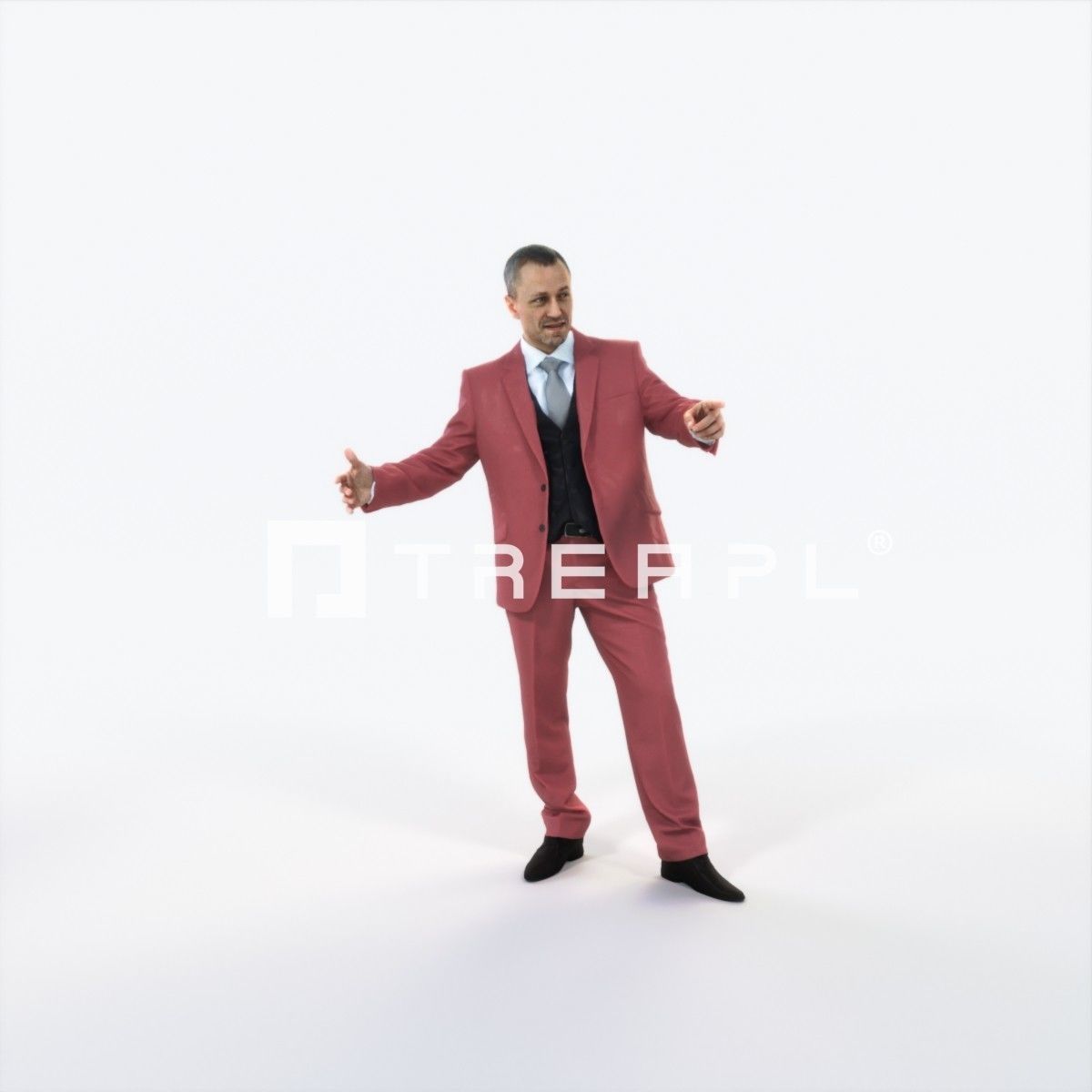 Fortitude 03L pointing Couple Pointing Elegant Man Low-poly 3D model_1