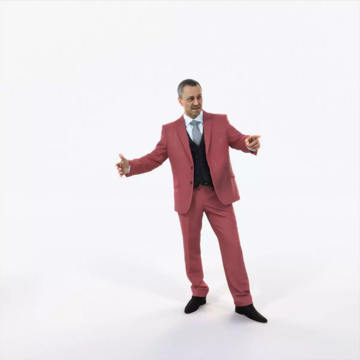 Fortitude 03L pointing Couple Pointing Elegant Man Low-poly 3D model_0