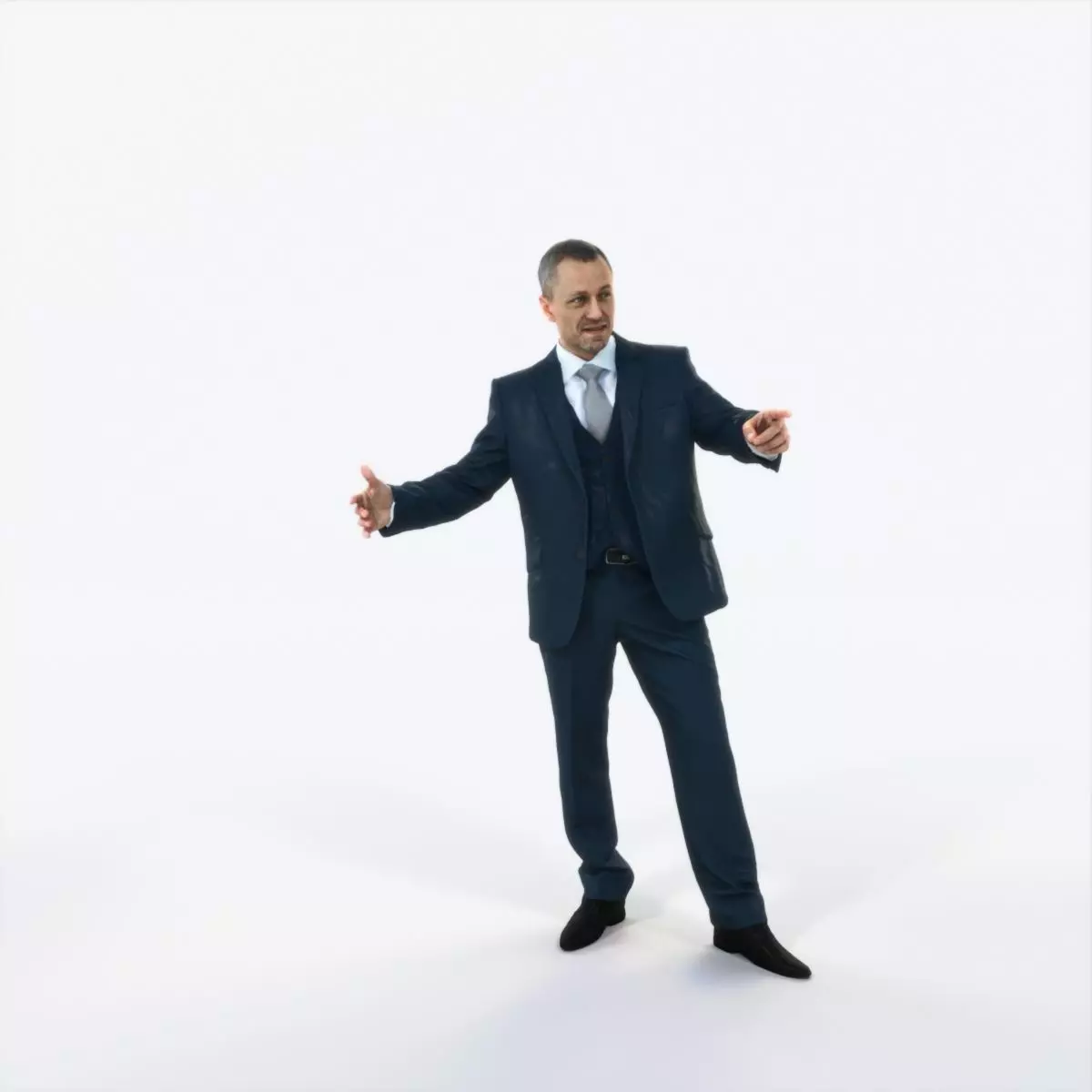 Fortitude 03H pointing Couple Pointing Elegant Man Low-poly 3D model_0