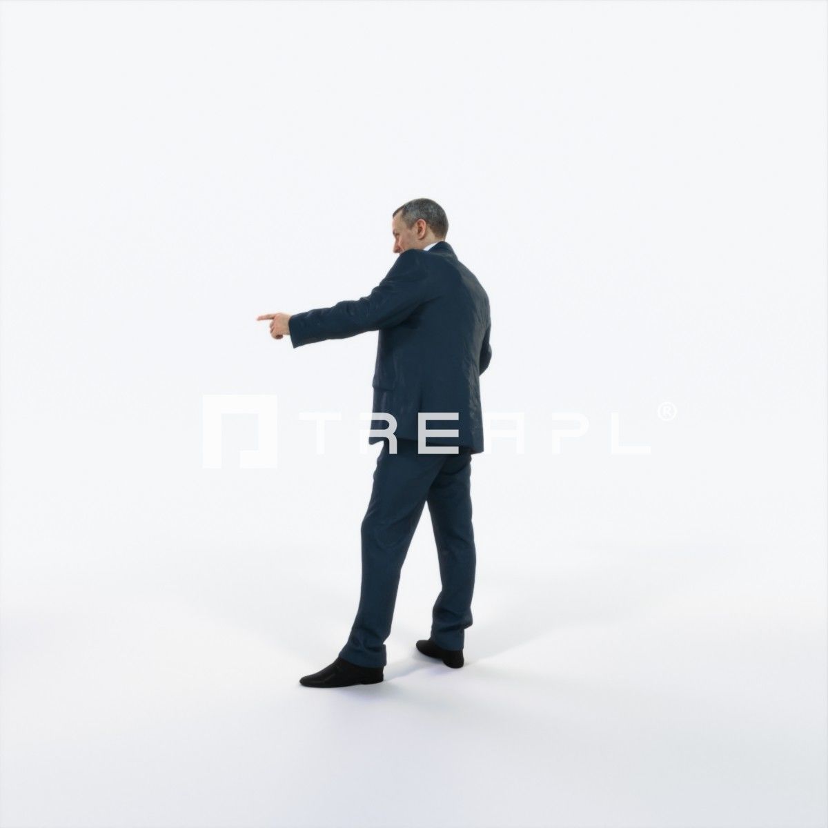 Fortitude 03H pointing Couple Pointing Elegant Man Low-poly 3D model_5