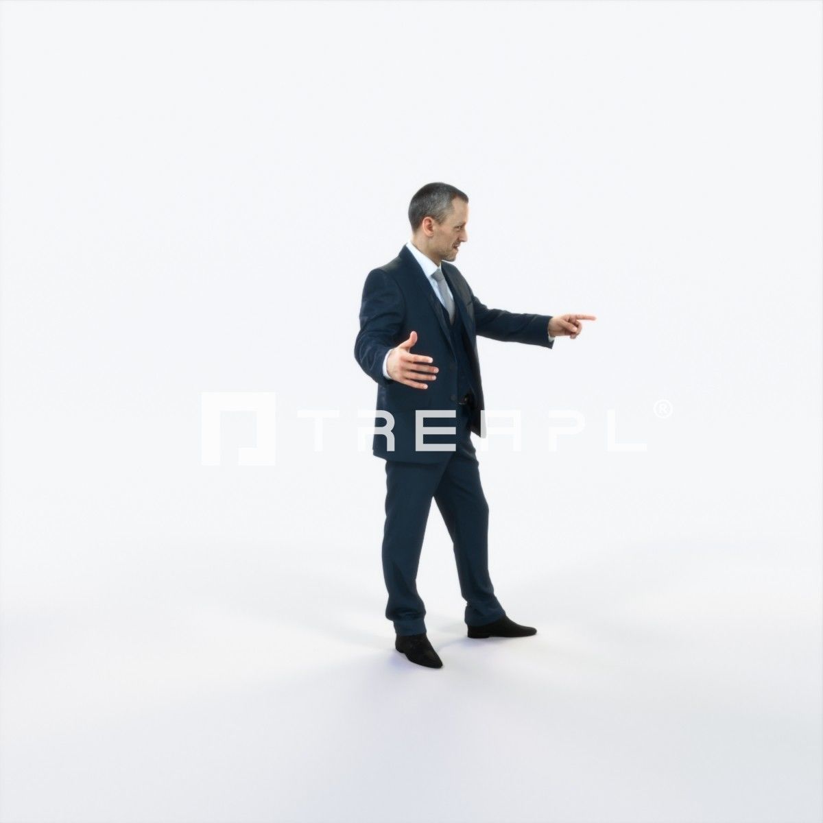 Fortitude 03H pointing Couple Pointing Elegant Man Low-poly 3D model_2