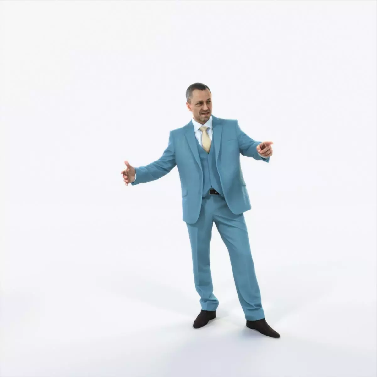 Fortitude 03F pointing Couple Pointing Elegant Man Low-poly 3D model_0