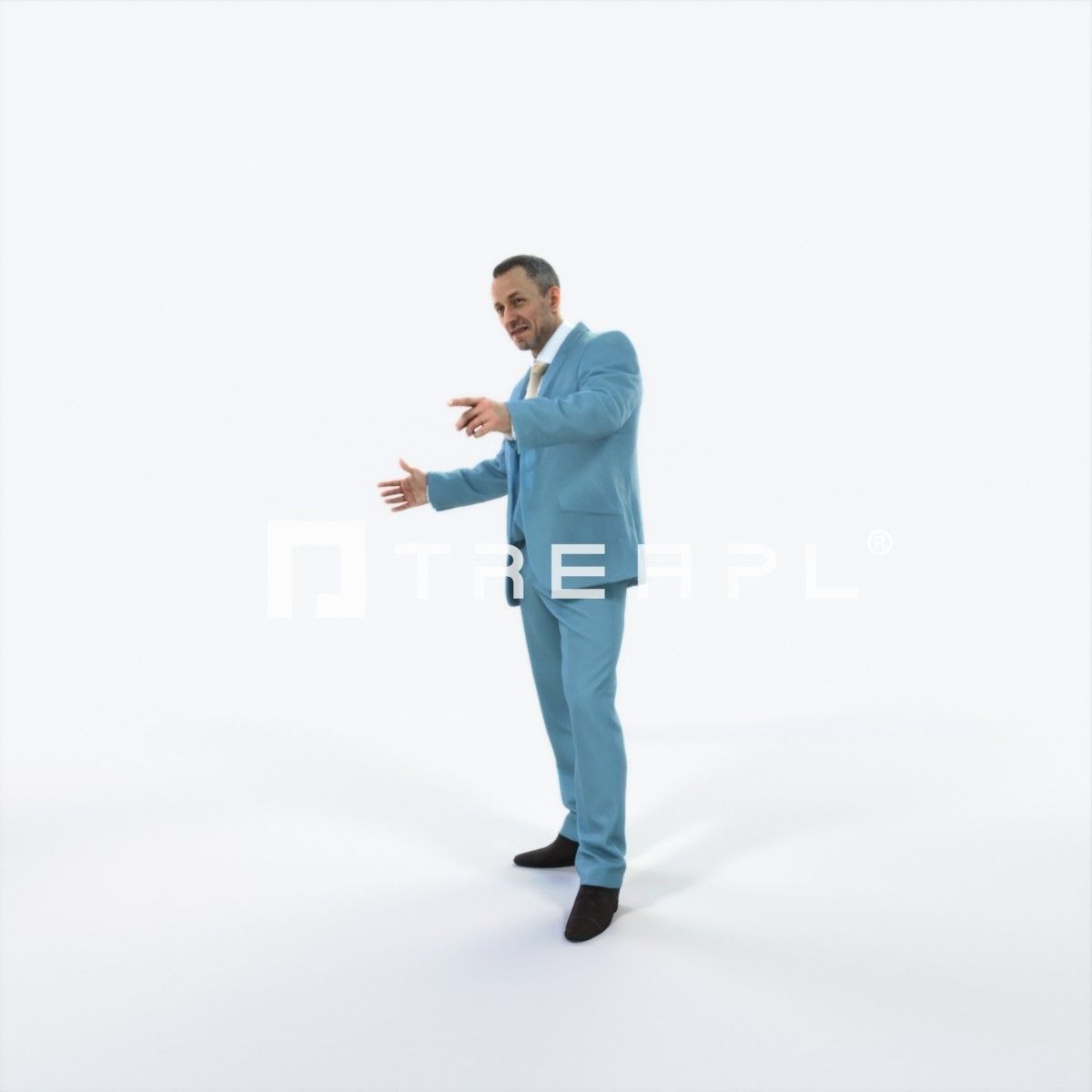 Fortitude 03F pointing Couple Pointing Elegant Man Low-poly 3D model_6