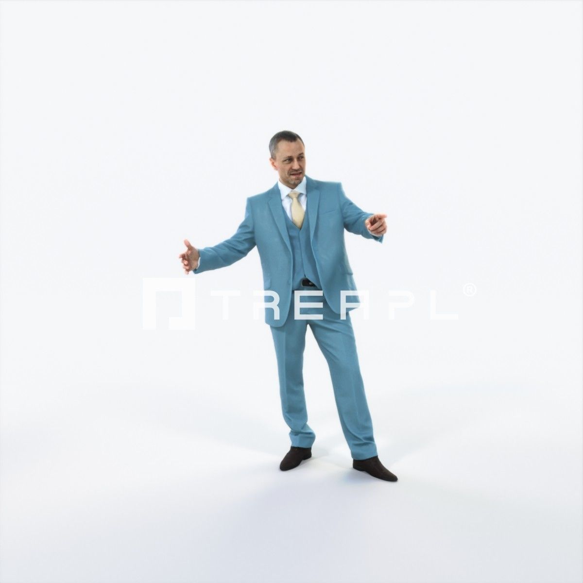 Fortitude 03F pointing Couple Pointing Elegant Man Low-poly 3D model_1