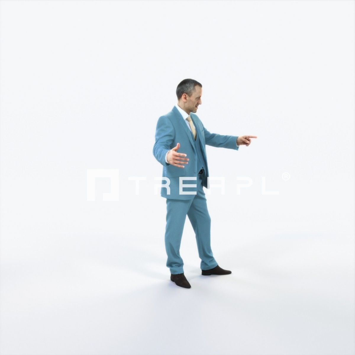 Fortitude 03F pointing Couple Pointing Elegant Man Low-poly 3D model_2