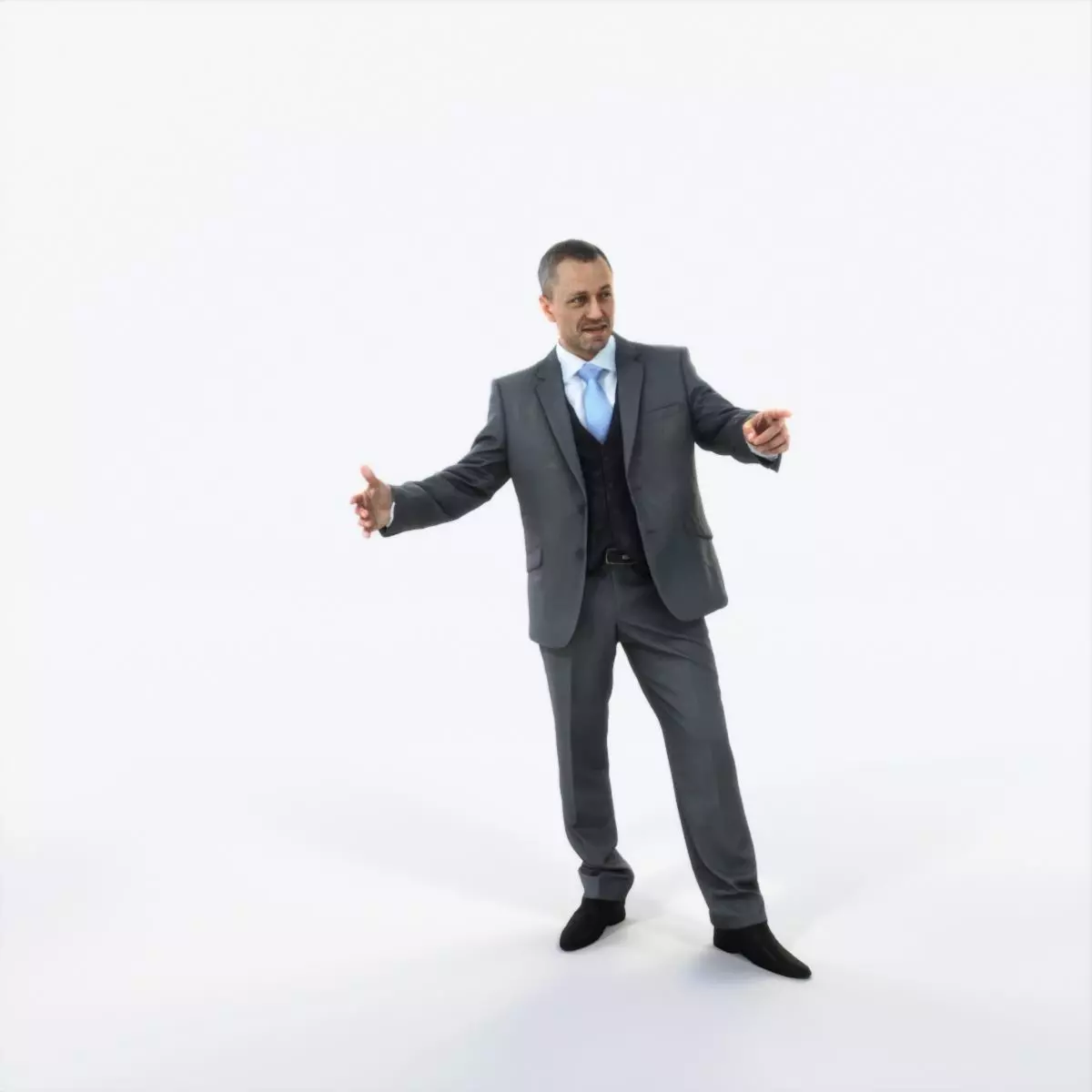 Fortitude 03A pointing Couple Pointing Elegant Man Low-poly 3D model_0