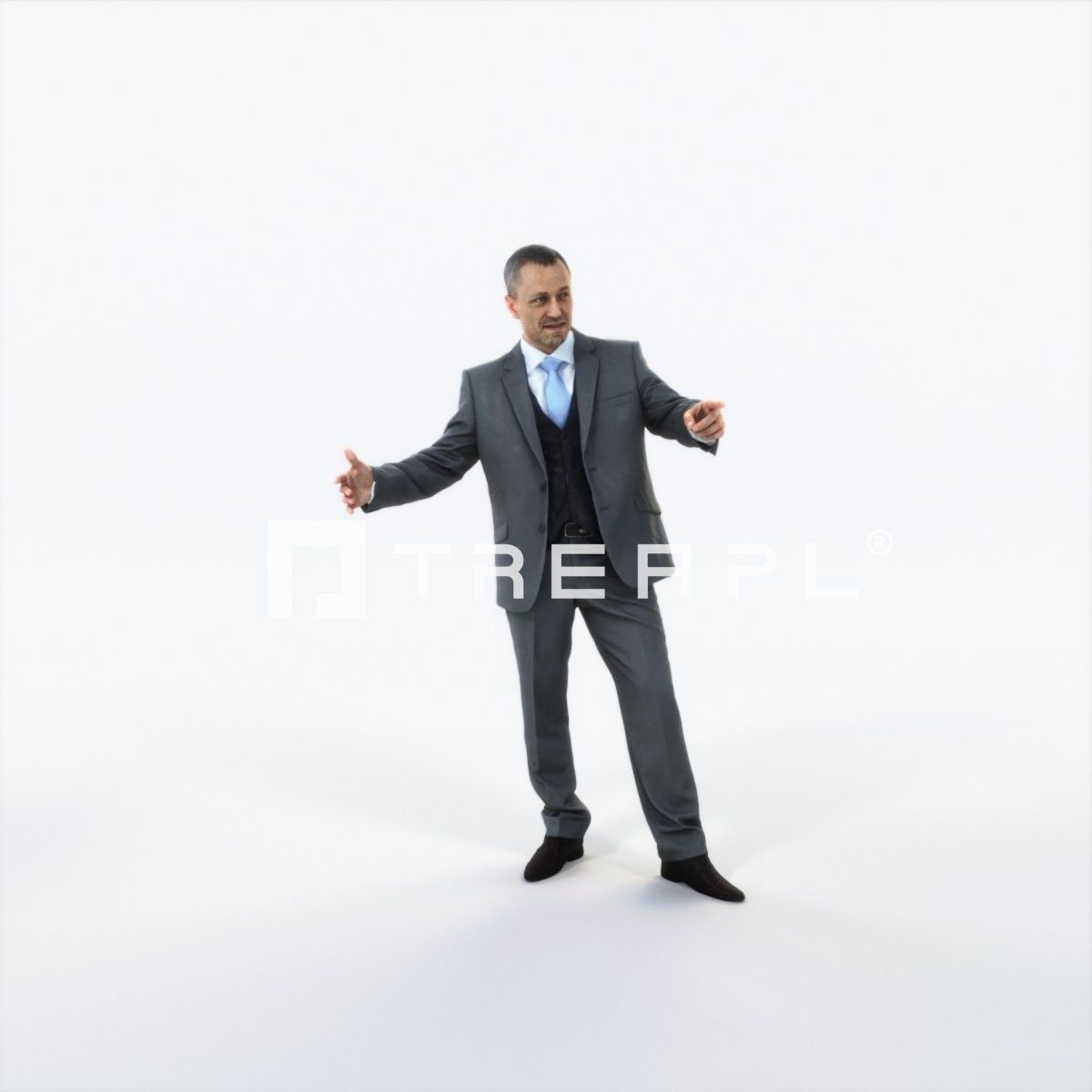 Fortitude 03A pointing Couple Pointing Elegant Man Low-poly 3D model_1