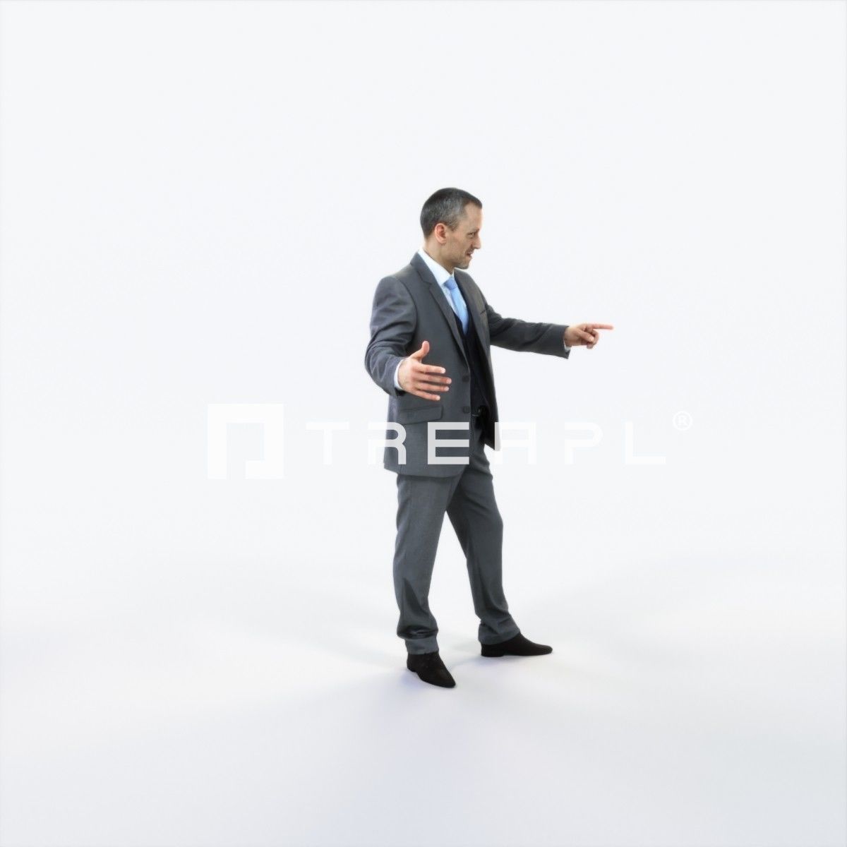 Fortitude 03A pointing Couple Pointing Elegant Man Low-poly 3D model_2