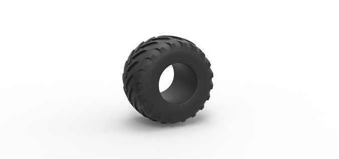 Monster Jam tire 29 Scale 1 to 25 3D print model