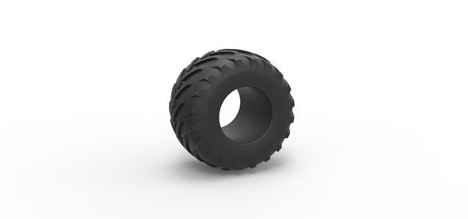 Diecast Monster Jam tire 29 Scale 1 to 25 3D print model