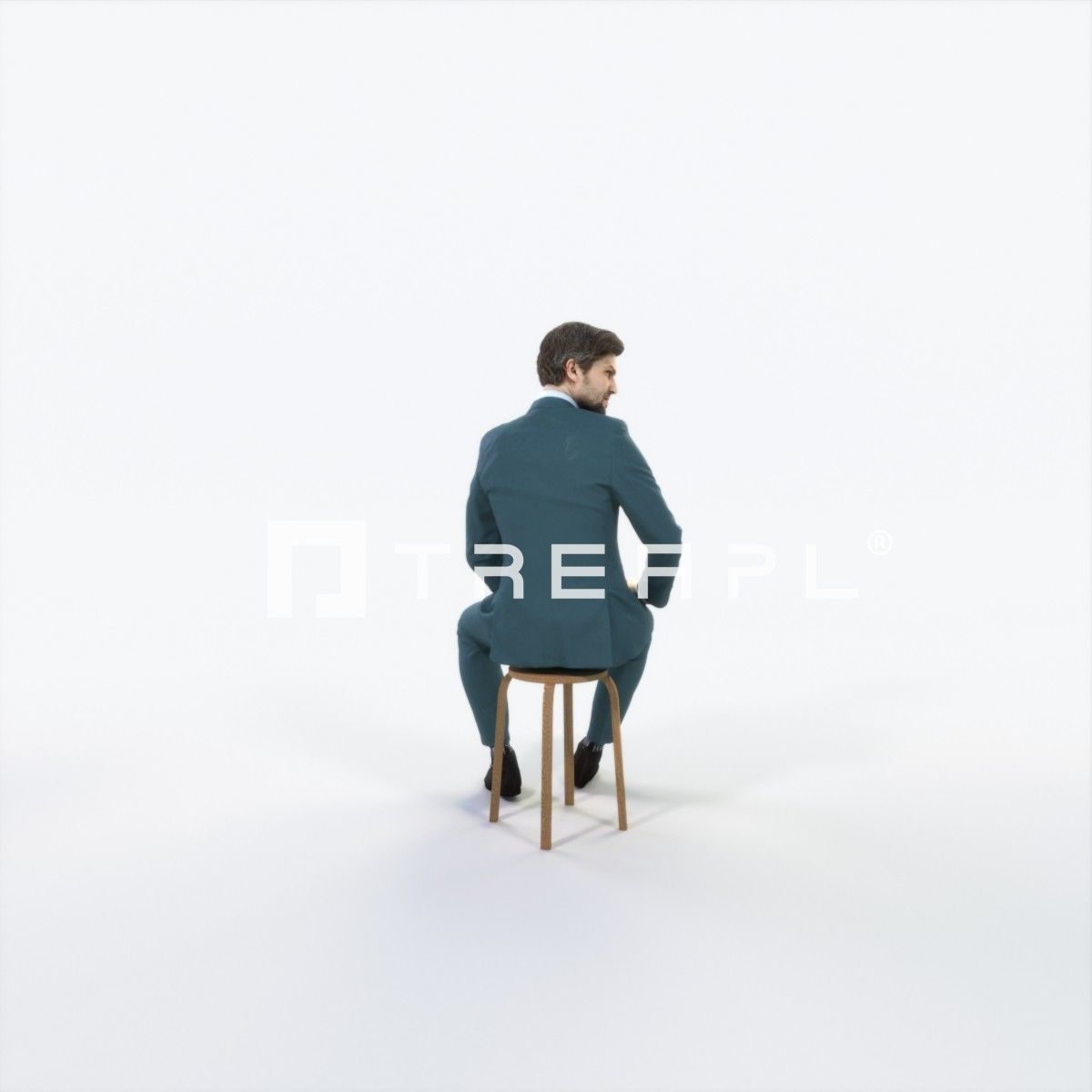 Ingrain 38J Listening Sitting Elegant Man Low-poly 3D model_3