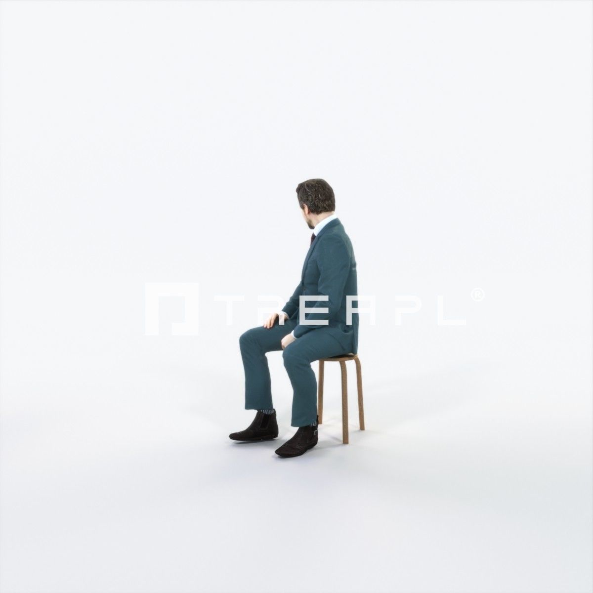 Ingrain 38J Listening Sitting Elegant Man Low-poly 3D model_5