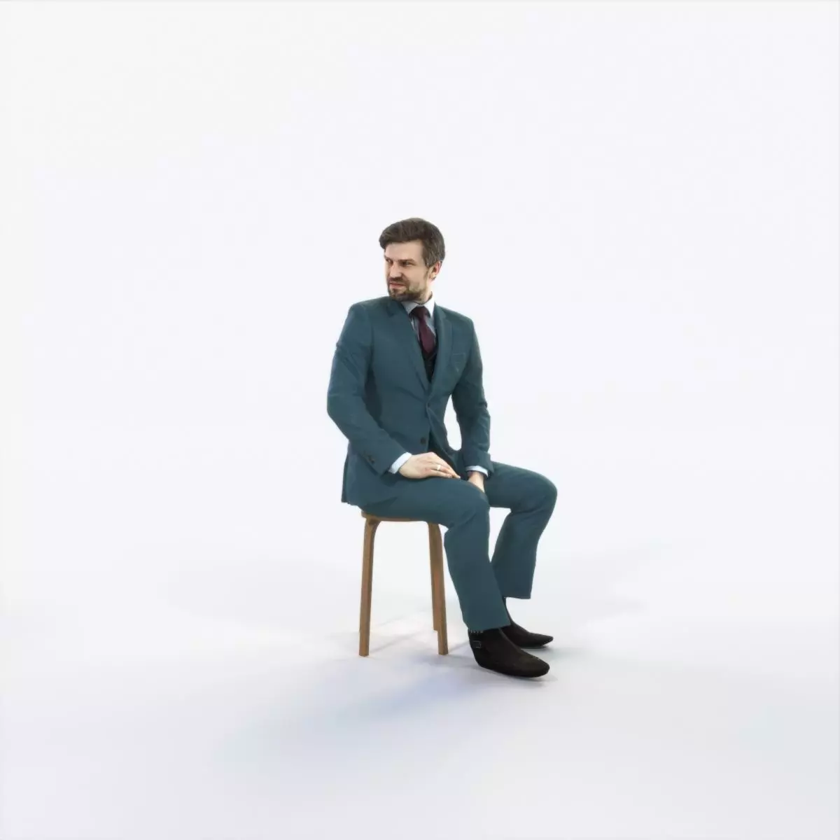 Ingrain 38J Listening Sitting Elegant Man Low-poly 3D model_0