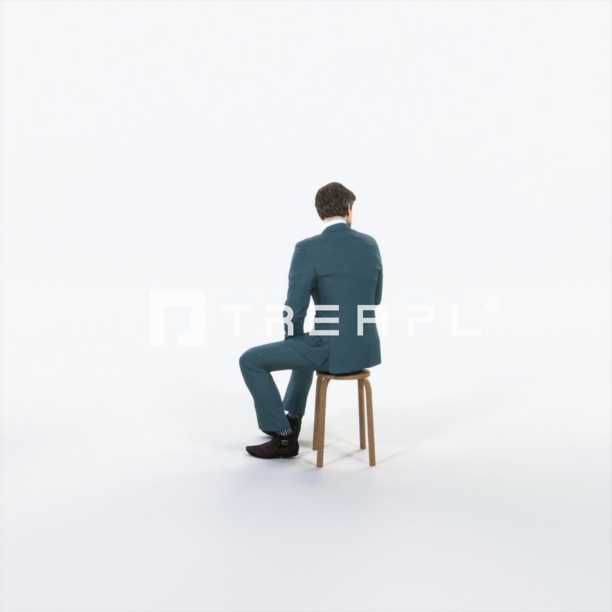 Ingrain 38J Listening Sitting Elegant Man Low-poly 3D model_4