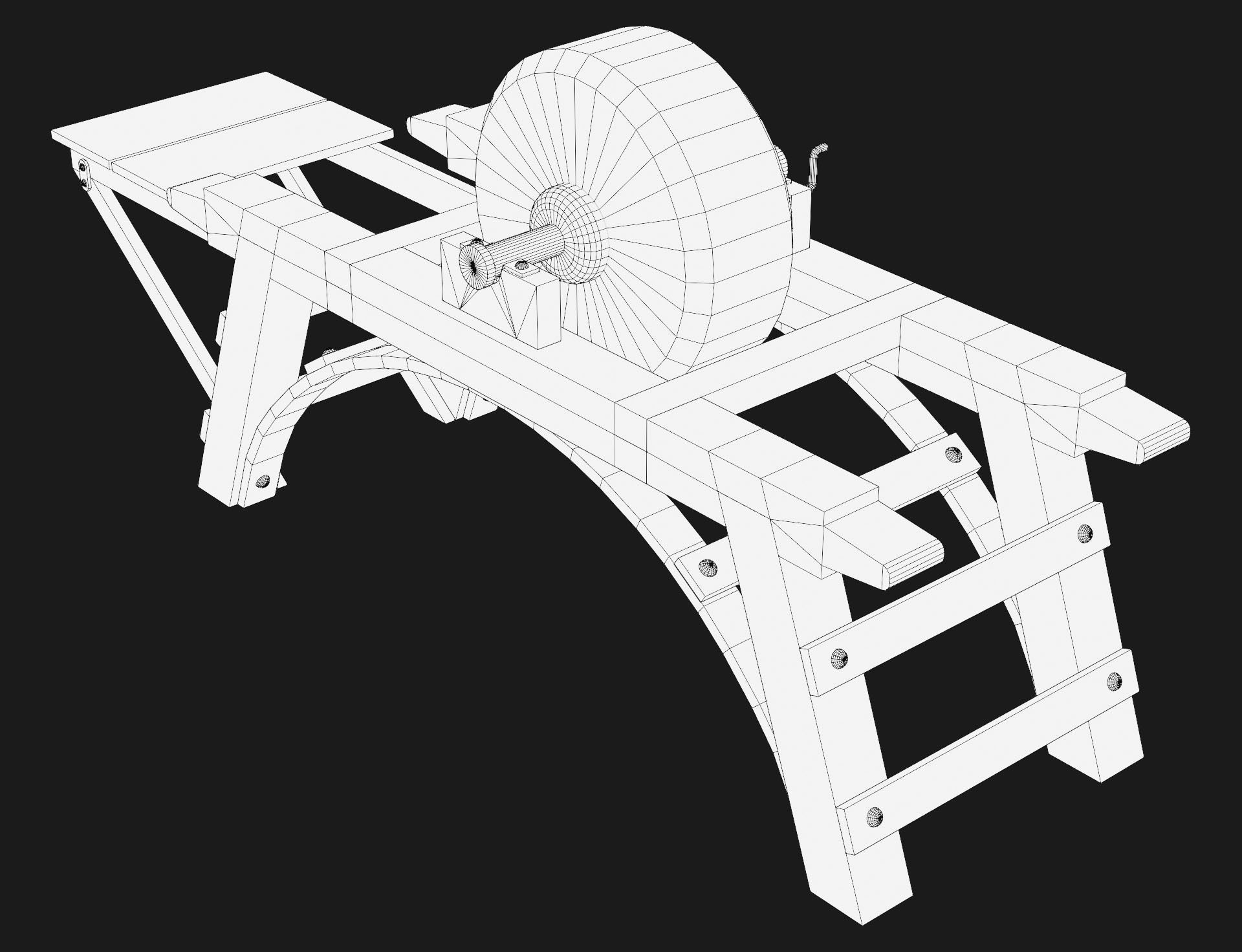 Old Grindstone 2 Low-poly 3D model_9
