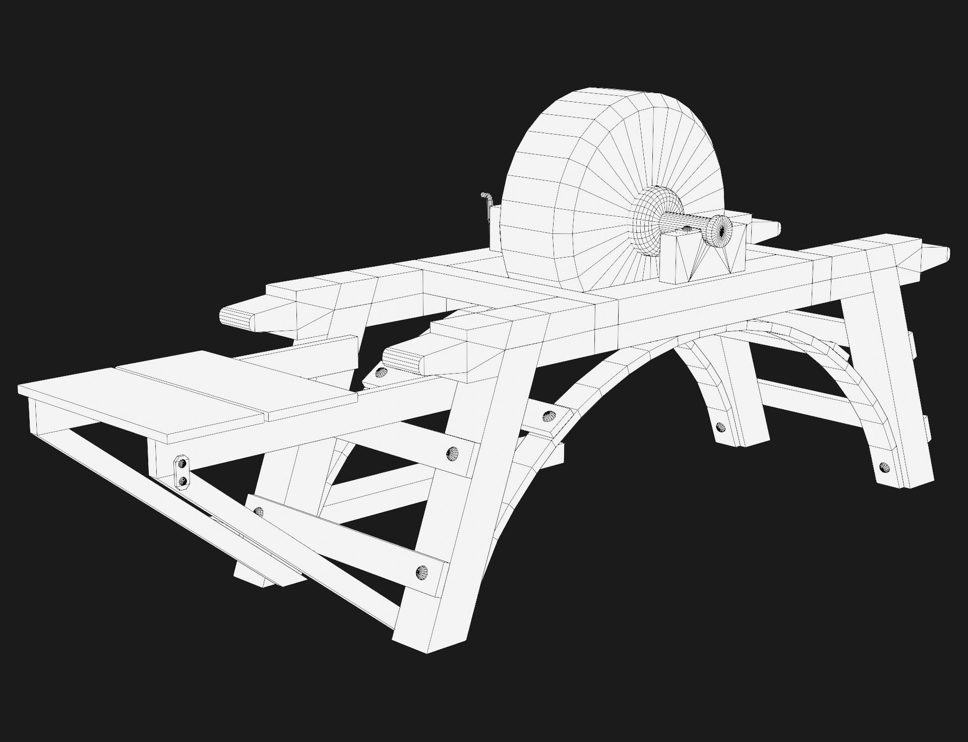 Old Grindstone 2 Low-poly 3D model_8