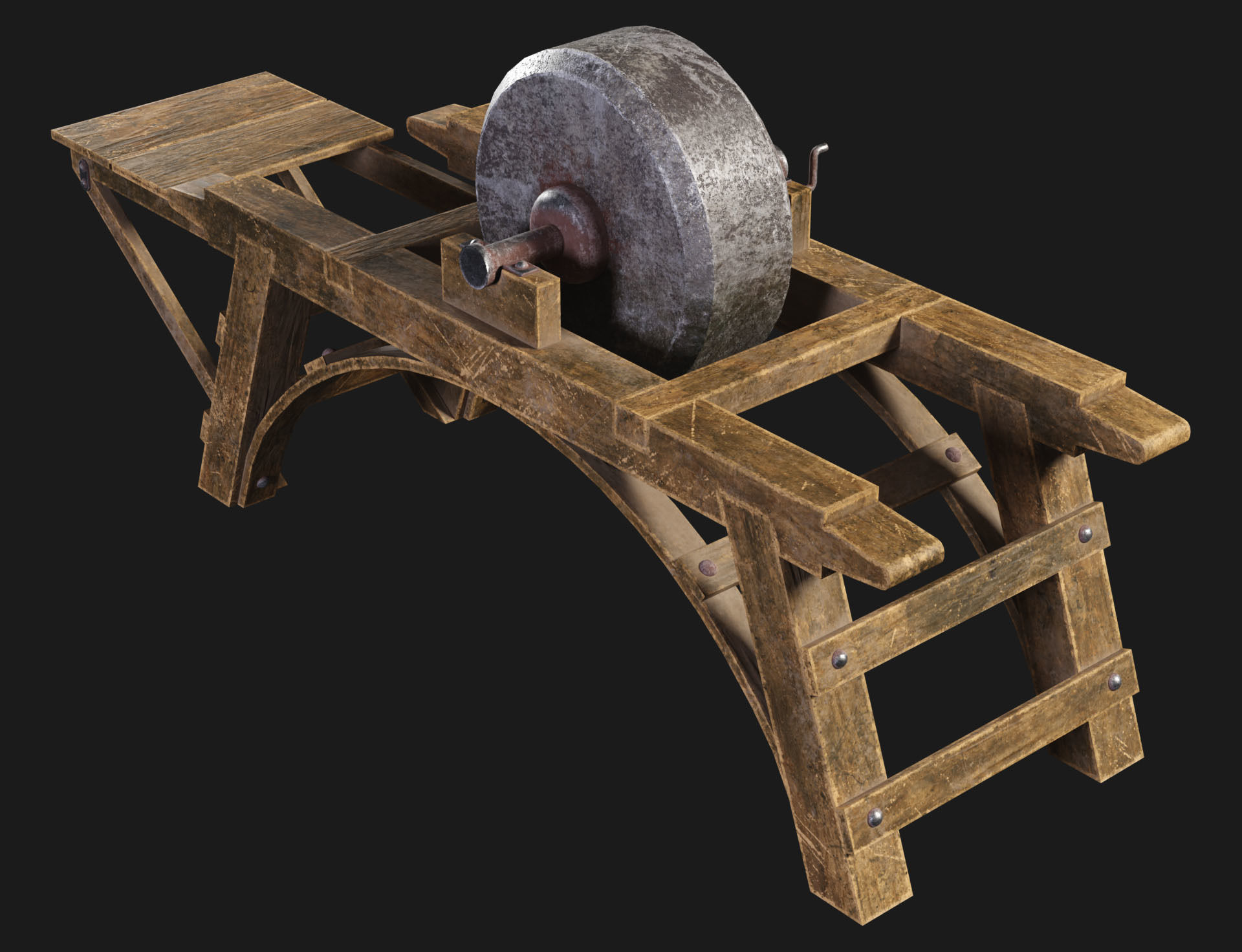 Old Grindstone 2 Low-poly 3D model_2