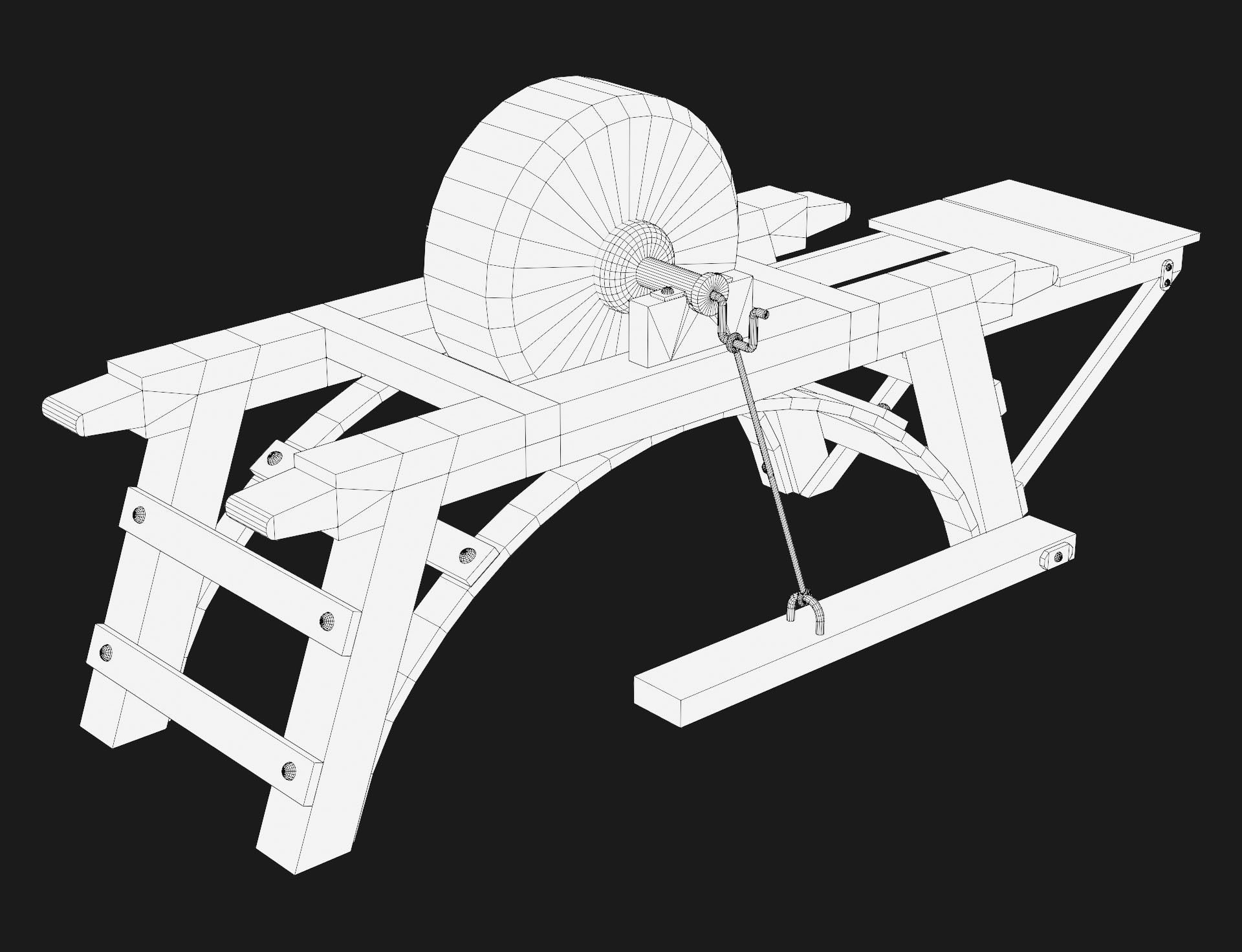 Old Grindstone 2 Low-poly 3D model_7