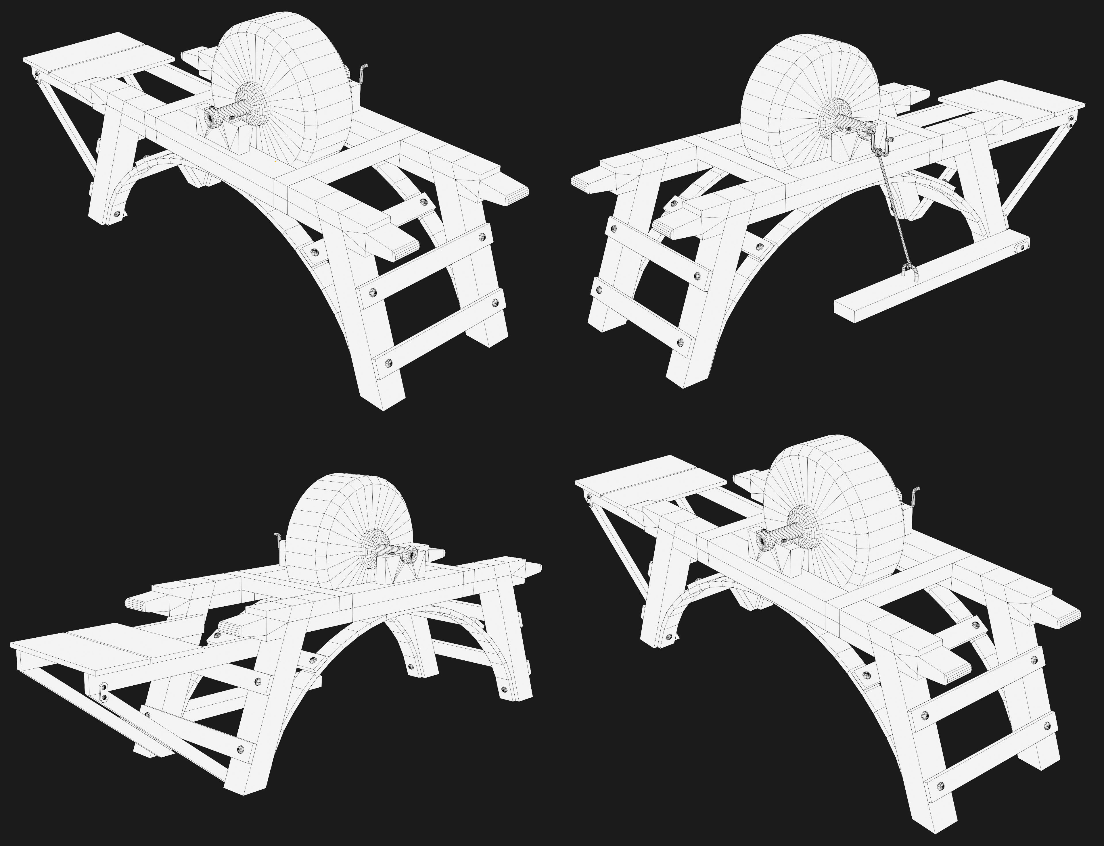 Old Grindstone 2 Low-poly 3D model_10